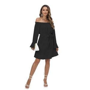 WBQ Off Shoulder Long Sleeve Ruffle flowy mini Dress size small
